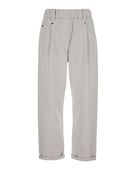 Brunello Cucinelli Gray Pants With Elastic Waistband And Cuffs