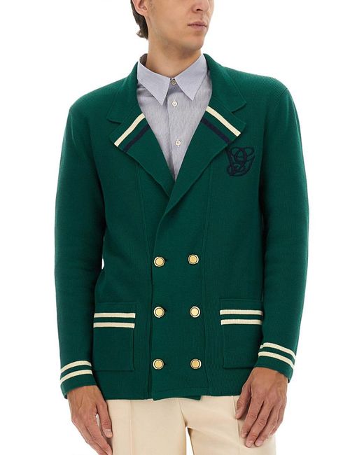 Valentino Garavani Green Cotton And Wool Jacket for men