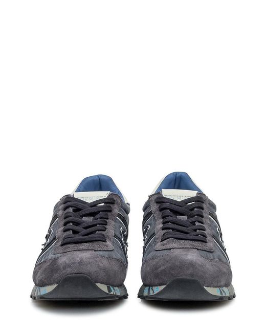 Premiata Sneakers Lander In Suede And Fabric Blue for men