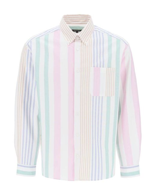 A.P.C. White Mateo Striped Oxford Shirt for men