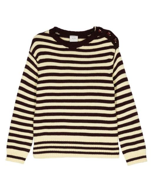 Alysi Black Wool Blend Striped Sweater