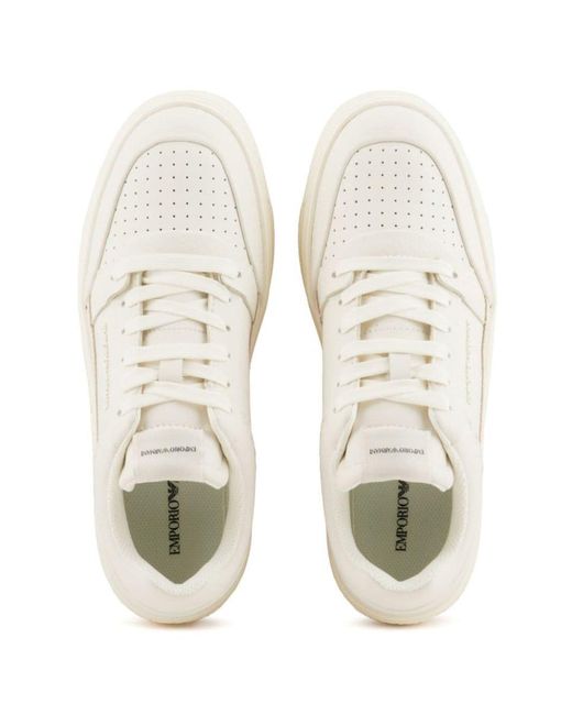 Emporio Armani White Logo Leather Sneakers