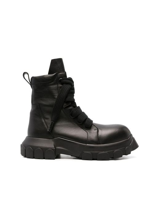 Rick Owens Black Men Jumbo Lace Laced Up Bozo Tractor Boots for men