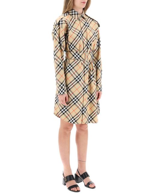 Burberry Natural Ered Cotton Chemisier Dress