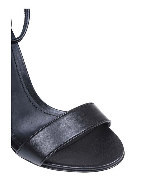 Dolce & Gabbana White Devotion Sandal In Black Leather
