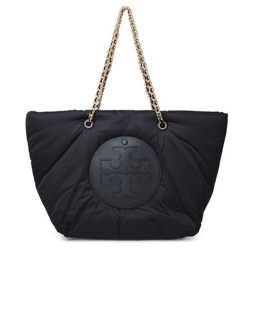 Tory Burch Black 'ella' Recycled Polyester Shopping Bag