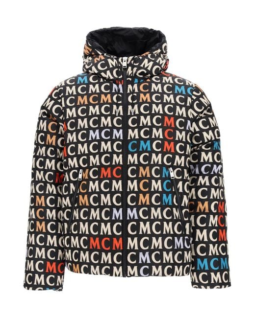 MCM Black Logo Print Quilted Jacket for men