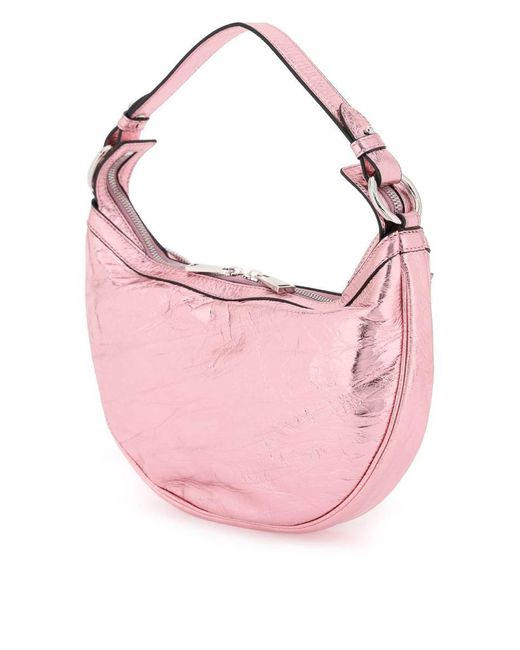 Versace Pink Metallic Leather 'repeat' Hobo Bag