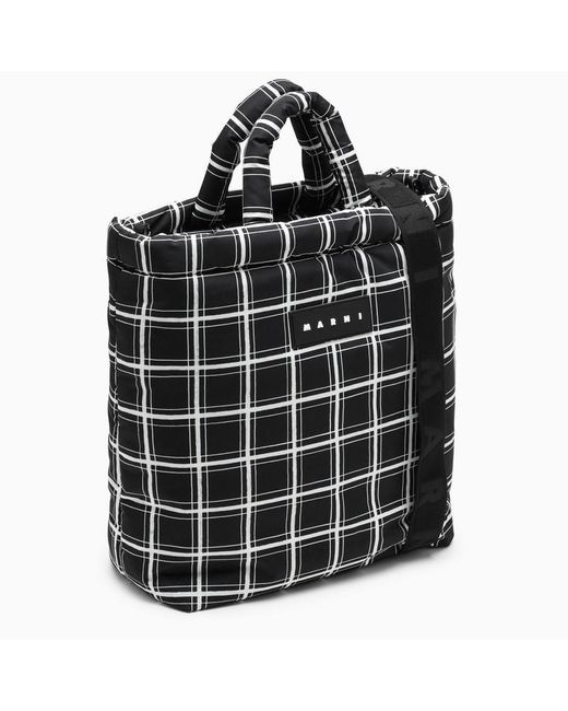 Marni Black Nylon Bag With Check Pattern for men