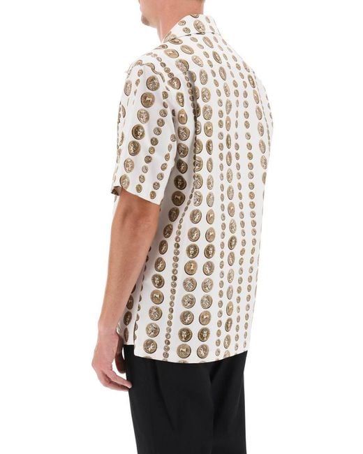 Dolce & Gabbana White Coin Print Short Sleeve Shirt for men