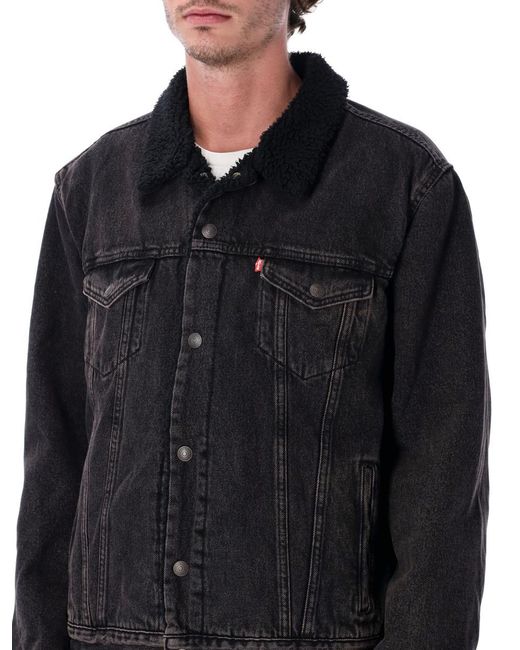 Levi's Black Denim Type Iii Sherpa Trucker Jacket for men