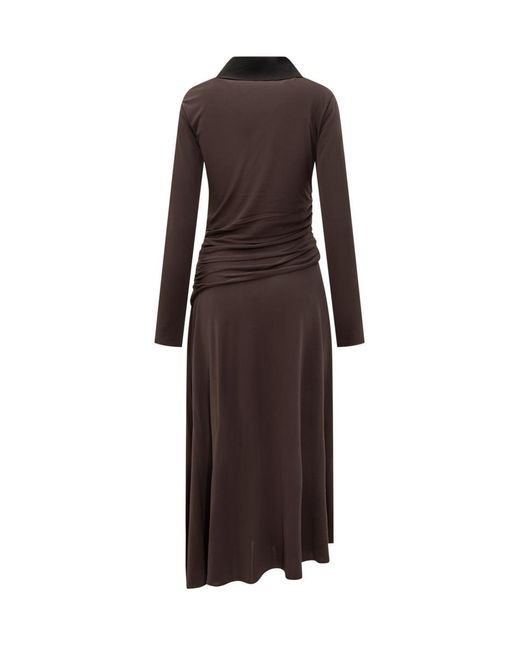 Tory Burch Brown Midi Dress With Contrast Collar