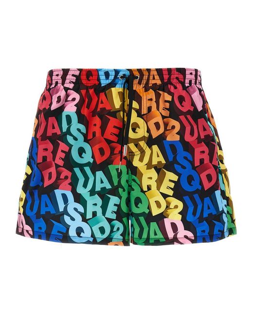 DSquared² Red Midi Boxer Shorts for men