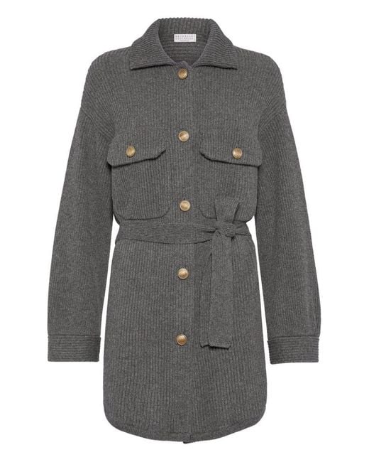 Brunello Cucinelli Gray Wool And Cashmere Cardigan