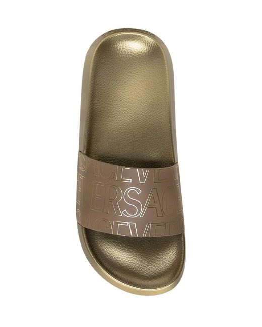 Versace Metallic Slipper With Logo for men