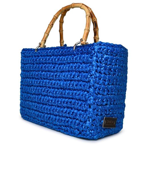 Chica Venus In Light Blue Raffia Bag