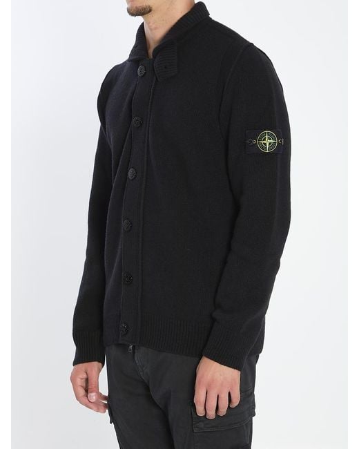 Stone Island Black Sweater With Felt Details for men