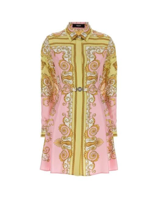 Versace Yellow Silk Dress With Belt