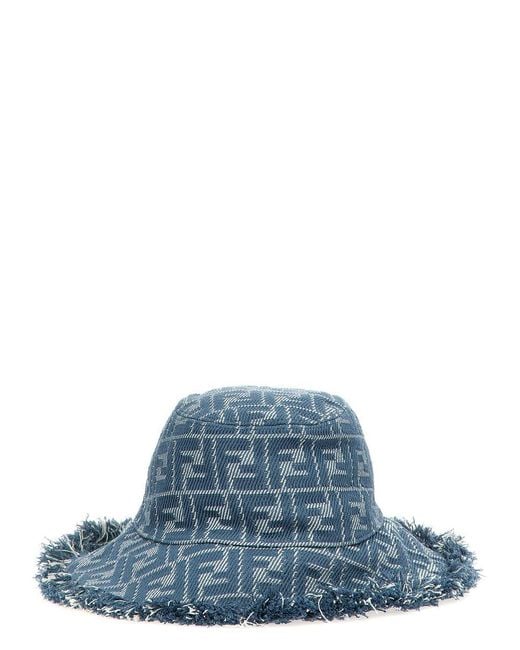 Fendi Blue Ff Monogram Bucket Hat
