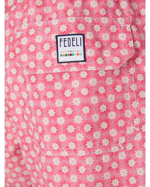 Fedeli Pink Floral Motif Swimsuit for men