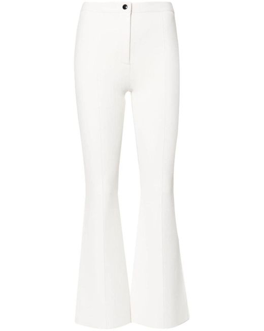 Theory White Pleat-Detail Flared Trousers