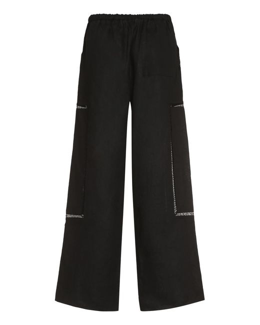 Staud Black Mackenzie Linen Trousers