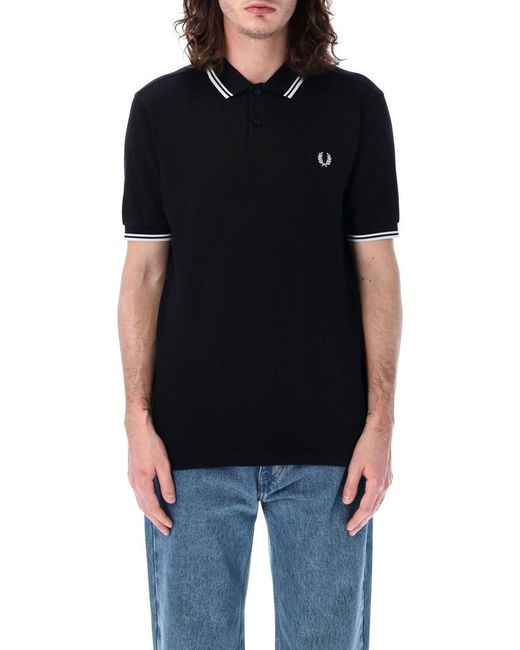 Fred Perry Black The Twin Tipped Piqué Polo Shirt for men