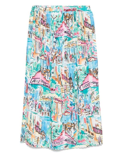 ALESSANDRO ENRIQUEZ Blue Printed Midi Skirt