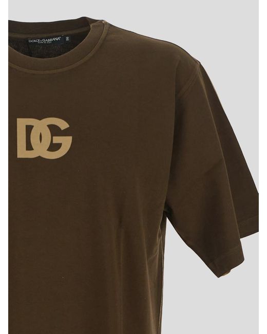 Dolce & Gabbana Green Logo Print Cotton T-shirt for men