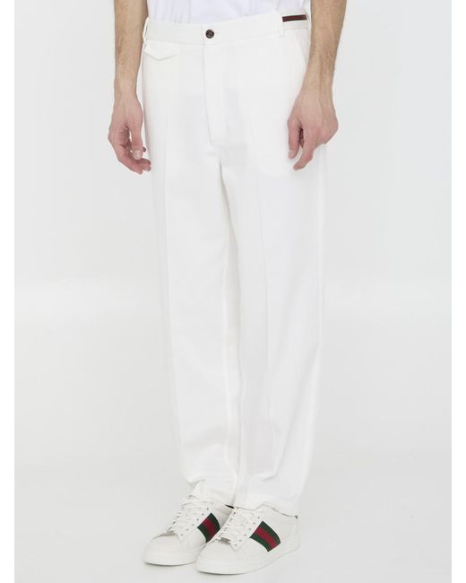 Gucci White Web Detailing Trousers for men