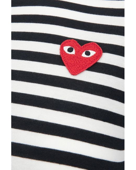Comme des Garçons Black Logo Striped Cotton T-Shirt