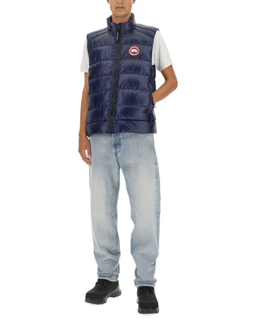 Canada Goose Blue Down Vest With Logo Patch for men