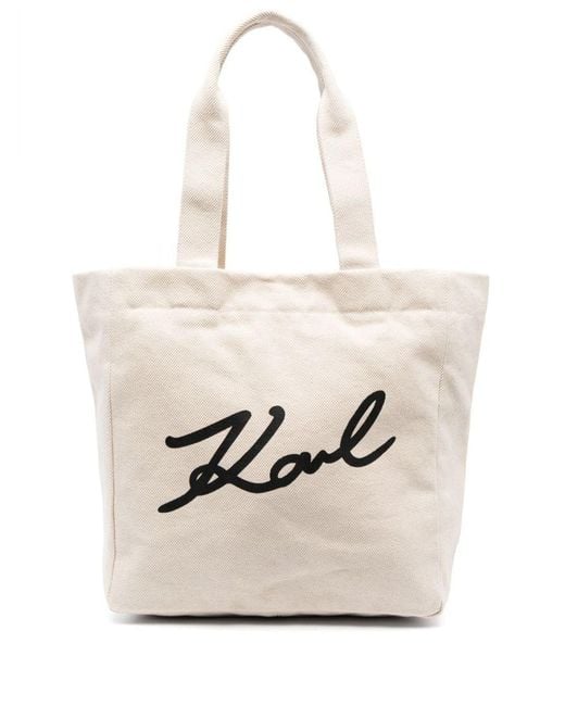 Karl Lagerfeld White K/signature Canvas Tote Bag