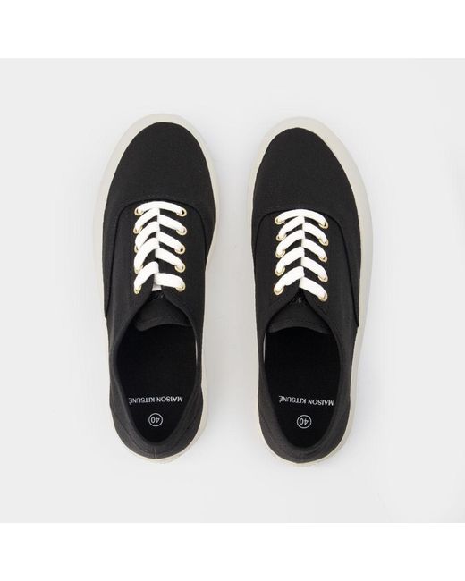 Maison Kitsuné Black Lace Up Sneakers for men
