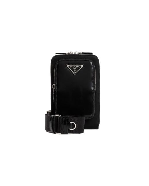 Prada Black Triangle-Logo Panelled Smartphone Case