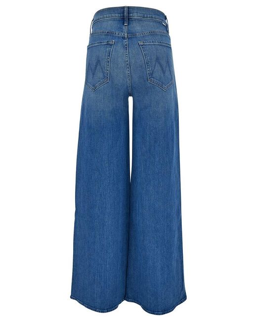 Mother Blue 'The Undercover' Light Wide Jeans With Branded Button