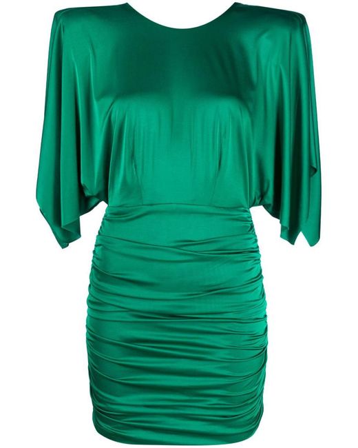 Alexandre Vauthier Green Mini Dress With Open Draped Sleeves