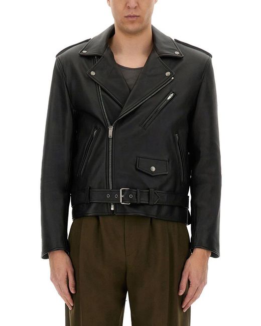 Saint Laurent Black Leather Biker Jacket for men