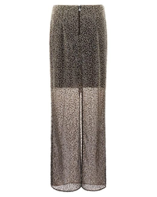 ROTATE BIRGER CHRISTENSEN Gray 'Beaded Maxi' Skirt