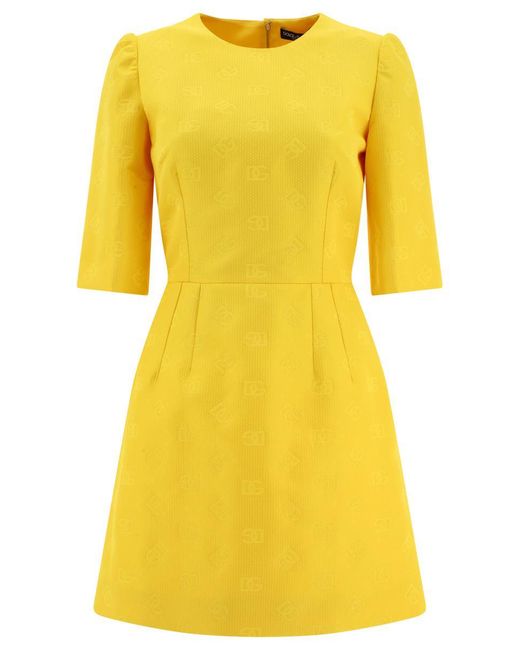Dolce & Gabbana Yellow Dress With "dg" Motif