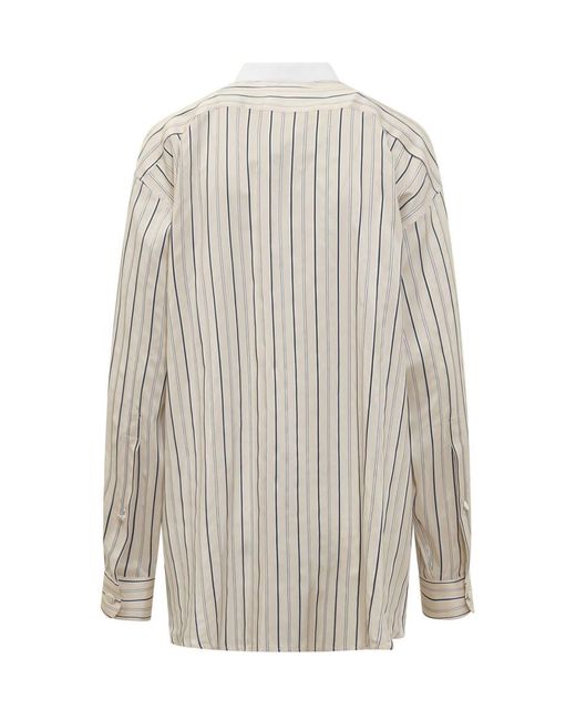 Stella McCartney White Maxi Shirt With Striped Pattern