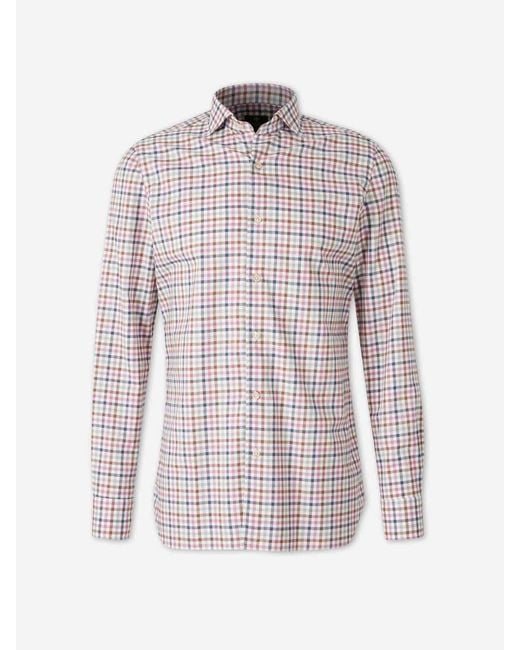 Luigi Borrelli Napoli White Check Pattern Shirt for men