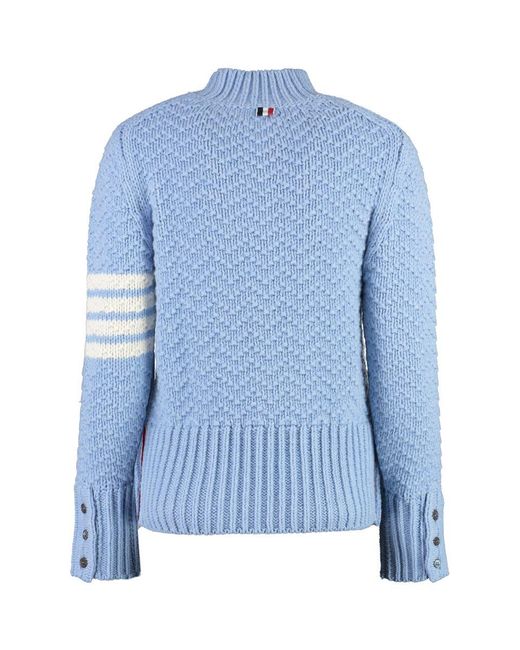Thom Browne Blue Turtleneck Wool Pullover
