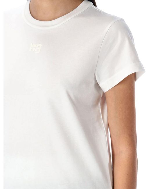 T By Alexander Wang White Puff Logo Shrunken Tee