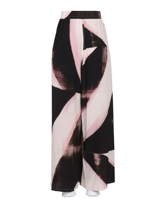Alexander McQueen Black Brushstroke Silk Graphic Pants