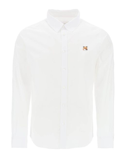Maison Kitsuné White Fox Head Poplin Shirt for men