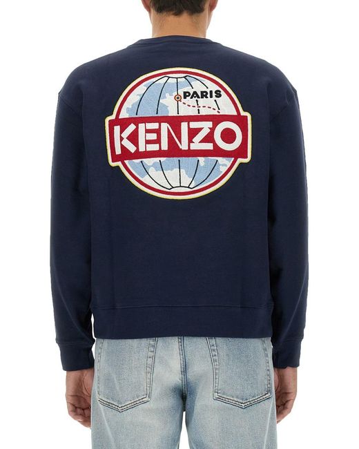 KENZO Blue Globe Classic Sweatshirt for men