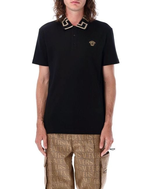 Embroidered medusa polo shirt hot sale