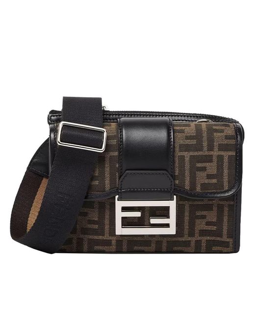 Fendi Black Uette Double Jacquard Ff Bags for men