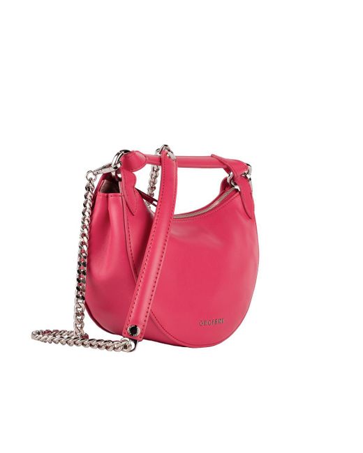 Orciani Pink Raspberry Leather Dumpling Mini Bag With Shoulder Strap